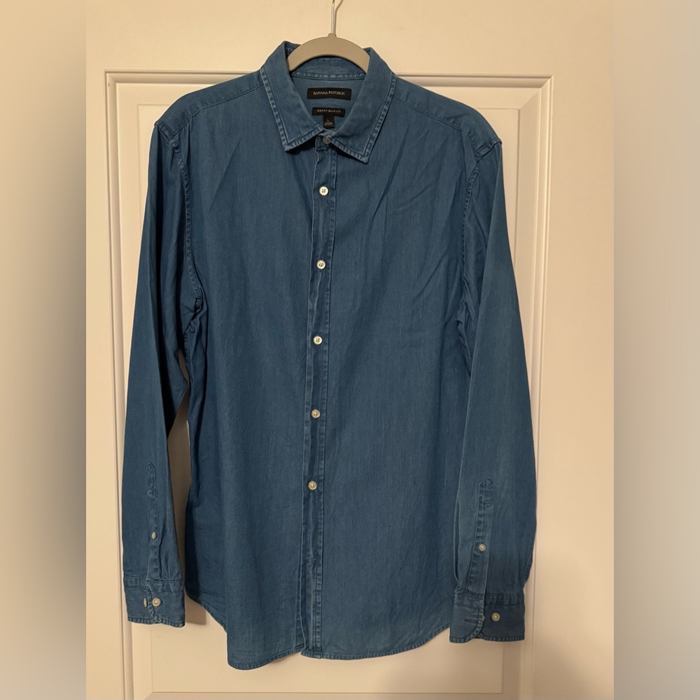 Men’s Banana Republic Grant Slim Fit Chambray Shirt Sz L
